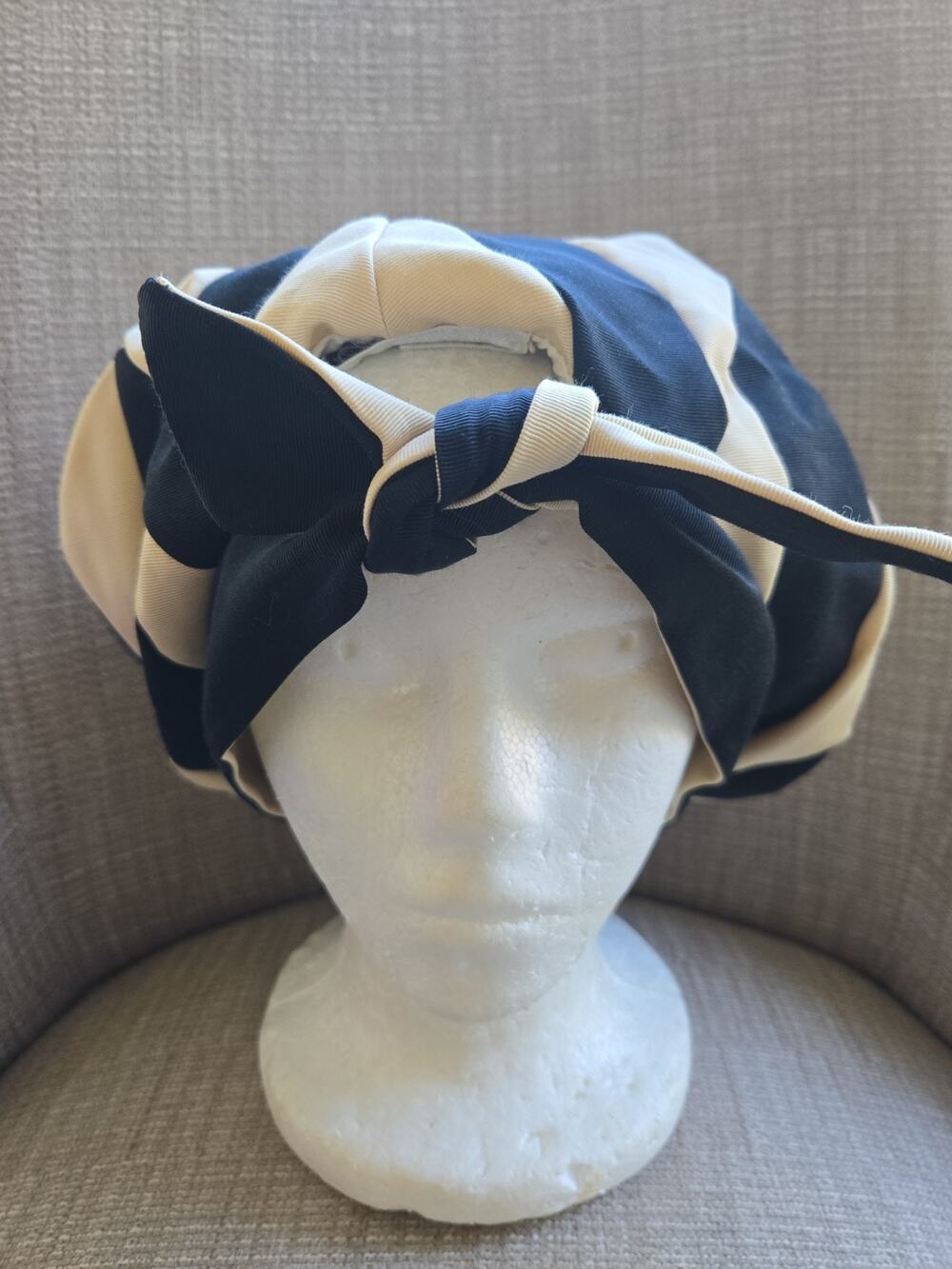 1940s Brighton Of California Striped Oversized Vintage Hat Cap Turban